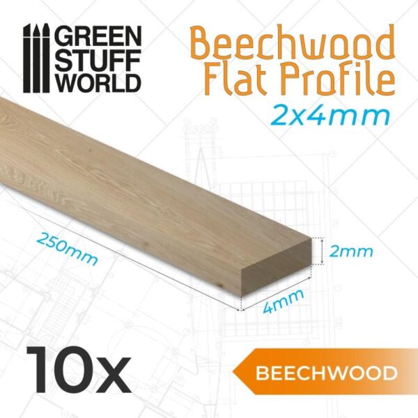 Green Stuff World    Beechwood flat profile - 4x250mm - 8435646503912ES - 8435646503912