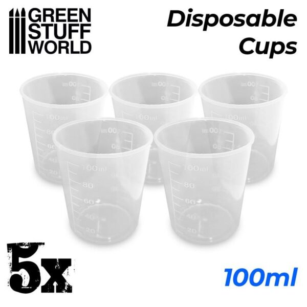 Green Stuff World    5x Disposable Measuring Cups 100ml - 8436574508123ES - 8436574508123
