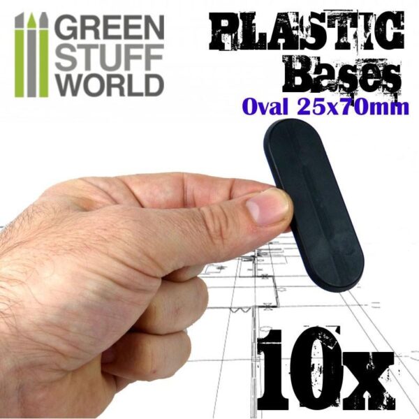 Green Stuff World    Plastic Bases - Oval Pill 25x70mm BLACK - 8436574503258ES - 8436574503258