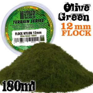 Green Stuff World    Static Grass Flock 12mm - Olive Green - 180 ml - 8436574504422ES - 8436574504422