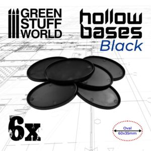 Green Stuff World    Hollow Plastic Bases - BLACK Oval 60x35mm - 8435646504025ES - 8435646504025