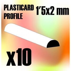 Green Stuff World    ABS Plasticard - Profile SEMICIRCLE 2 mm - 8436554367351ES - 8436554367351
