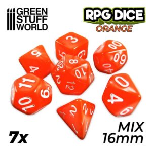 Green Stuff World    7x Mix 16mm Dice - Orange - 8435646500485ES - 8435646500485