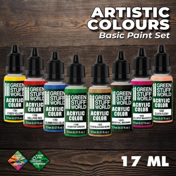 Green Stuff World    GSW Artistic Colours: Paint Set - Basic - 8436574506198ES - 8436574506198
