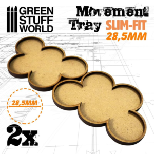 Green Stuff World    MDF Movement Trays 28,5mm x5 - SLIM-FIT - 8435646508825ES - 8435646508825