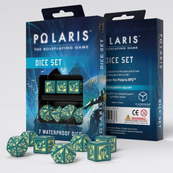 Q-Workshop    Polaris RPG Turquoise & light yellow dice, 3D6 +3D10 + 1D20 (7) - SPOL94 - 3760245550476