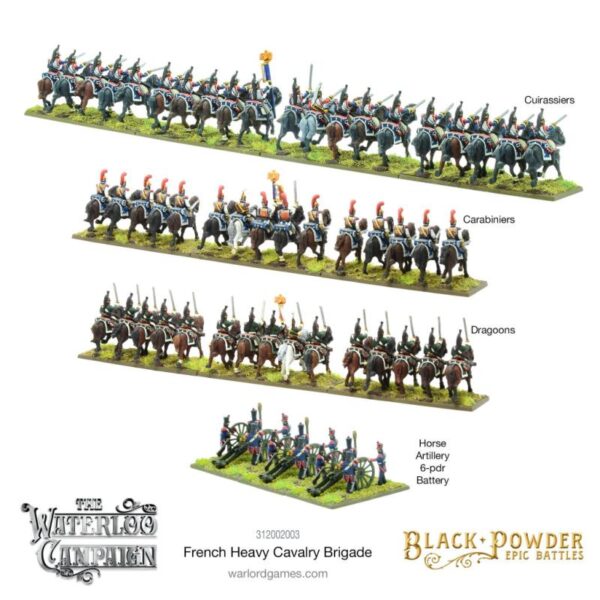 Warlord Games Black Powder Epic Battles   Black Powder Epic Battles: Waterloo - French Heavy Cavalry Brigade - 312002003 - 5060572509931
