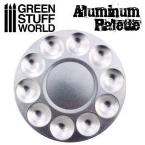 Green Stuff World    Round Aluminium Mixing Palette 10 Wells - 8436574500530ES - 8436574500530