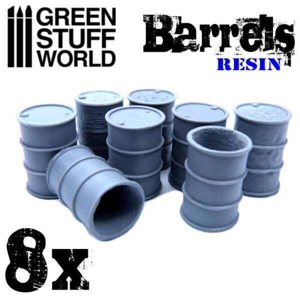 Green Stuff World    8x Resin Metal Barrels - 8436574504071ES - 8436574504071