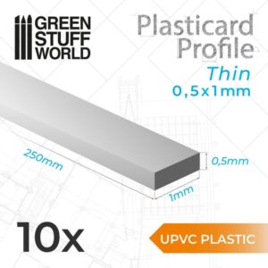 Green Stuff World    uPVC Plasticard - Thin 0.50mm x 1mm - 8435646503332ES - 8435646503332