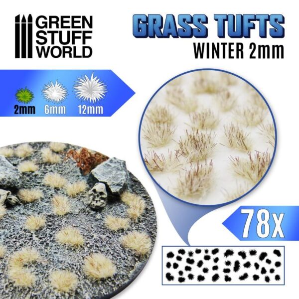 Green Stuff World    Grass TUFTS - 2mm self-adhesive - White Winter - 8435646504797ES - 8435646504797