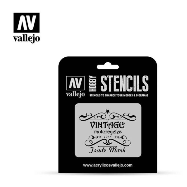 Vallejo    AV Vallejo Stencils - 1:35 Vintage Motorcycles Sign - VALST-LET005 - 8429551986540