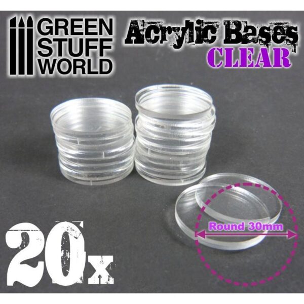 Green Stuff World    Acrylic Bases - Round 30 mm CLEAR - 8436554368297ES - 8436554368297