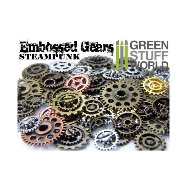 Green Stuff World    Embossed SteamPunk GEARS and COGS Beads 85gr - 8436554367009ES - 8436554367009
