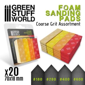 Green Stuff World    Foam Sanding Pads - COARSE GRIT ASSORTMENT x20 - 8435646504773ES - 8435646504773