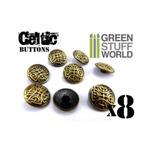 Green Stuff World    8x CELTIC eternal Knuds Buttons - Antique Gold – 5/8 inches - 17mm - 8436554366453ES - 8436554366453