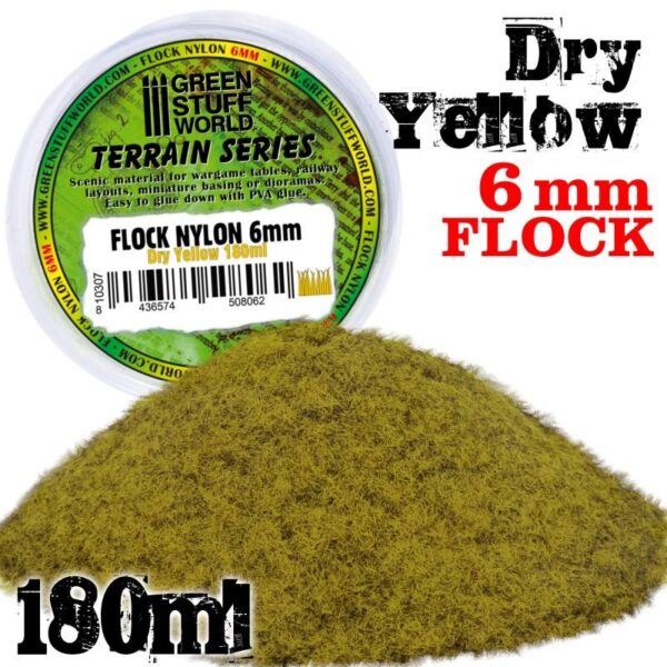 Green Stuff World    Static Grass Flock 6 mm - Dry Yellow - 180 ml - 8436574508062 -