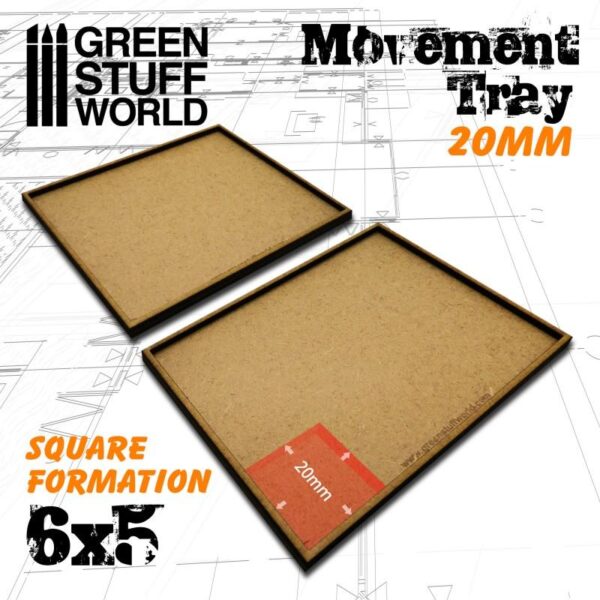 Green Stuff World    MDF Movement Trays 20mm 6x5 - 8436574502916ES - 8436574502916