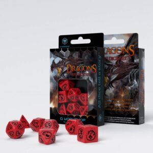 Q-Workshop    Dragons Red & black Dice Set (7) - SDRA04 - 5907814951663