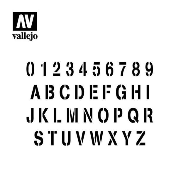 Vallejo    AV Vallejo Stencils - 1:35 Stamp Font - VALST-LET002 - 8429551986519