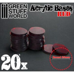 Green Stuff World    Acrylic Bases - Round 25 mm CLEAR RED - 8436554367917ES - 8436554367917