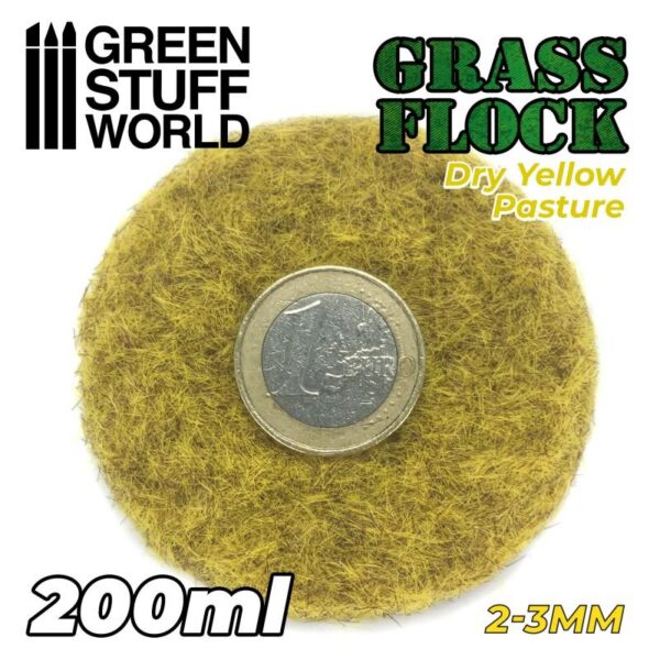 Green Stuff World    Static Grass Flock 2-3mm - DRY YELLOW PASTURE - 200 ml - 8435646506418ES - 8435646506418