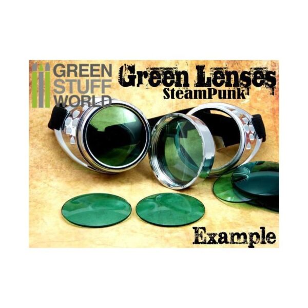 Green Stuff World    1x pair LENSES for Steampunk Goggles - Color GREEN - 8436554361977ES - 8436554361977