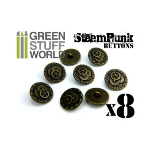 Green Stuff World    8x Steampunk Buttons BOLTS and GEARS - Bronze - 8436554366644ES - 8436554366644