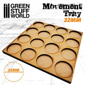 Green Stuff World    MDF Movement Trays 32mm 4x4 -  Skirmish Lines - 8436574502893ES - 8436574502893