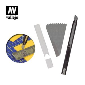 Vallejo    AV Vallejo Tools - Slim Snap-Off Knife & 10 Blades - VALT06011 - 8429551930390