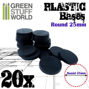 Green Stuff World    Plastic Bases - Round 25mm BLACK - 8436574503203ES - 8436574503203
