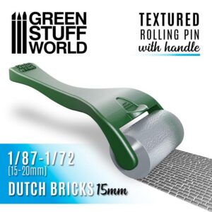 Green Stuff World    Rolling pin with Handle - Dutch Bricks 15mm - 8436574509878ES - 8436574509878
