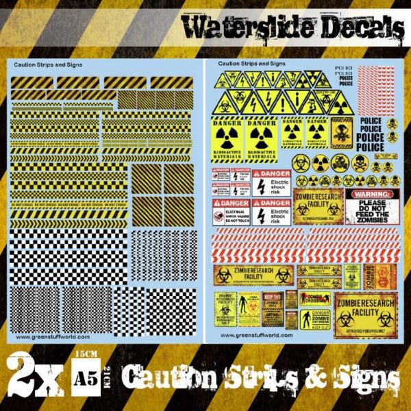 Green Stuff World    Waterslide Decals - Caution Strips and Signs - 8436574503708ES - 8436574503708