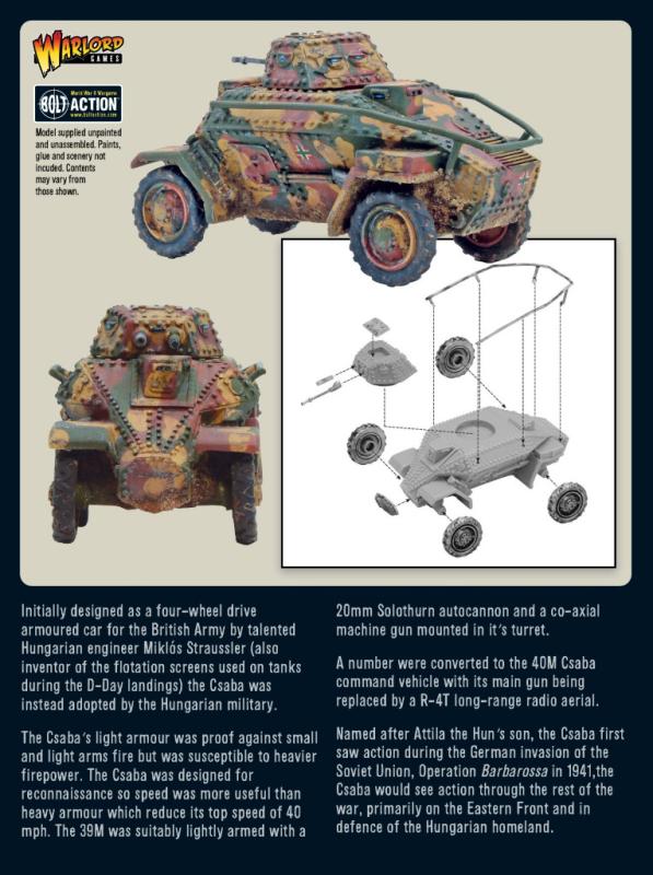 Warlord Games Bolt Action   39M Csaba Armoured Car - 402417401 - 5060572503663