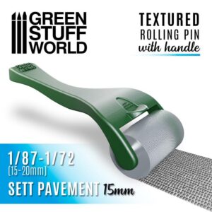 Green Stuff World    Rolling pin with Handle - Sett Pavement 15mm - 8436574509939ES - 8436574509939