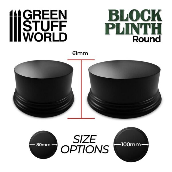 Green Stuff World    Round Block Plinth 8cm - Black - 8435646500621ES - 8435646500621