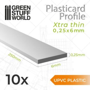 Green Stuff World    uPVC Plasticard - Profile Xtra-thin 0.25mm x 6mm - 8435646503271ES - 8435646503271