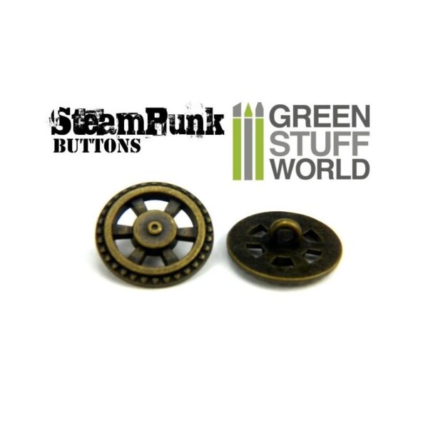Green Stuff World    8x Steampunk Buttons FLYWHEEL GEARS - Bronze - 8436554366637ES - 8436554366637