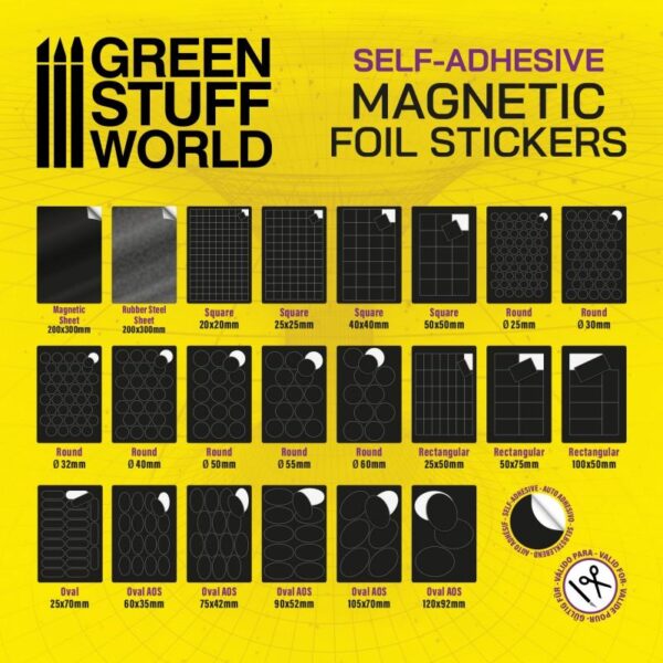 Green Stuff World    Oval Magnetic Sheet SELF-ADHESIVE - 90x52mm - 8435646503554ES - 8435646503554