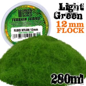 Green Stuff World    Static Grass Flock 12mm - Light Green - 280 ml - 8436574504439ES - 8436574504439
