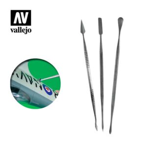 Vallejo    AV Vallejo Tools - Set of 3 Stainless Steel Carvers - VALT02002 - 8429551930086