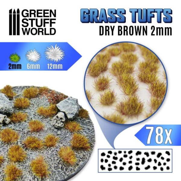 Green Stuff World    Grass TUFTS - 2mm self-adhesive - Dry Brown - 8435646504803ES - 8435646504803