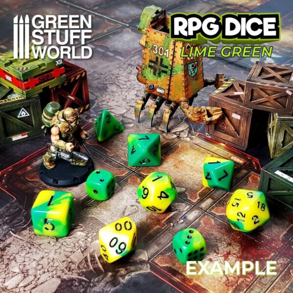 Green Stuff World    36x D6 12mm Dice - Lime Swirl - 8435646500225ES - 8435646500225