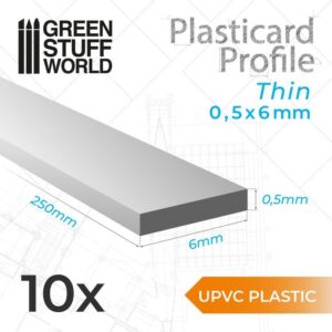Green Stuff World    uPVC Plasticard - Thin 0.50mm x 6mm - 8435646503370ES - 8435646503370