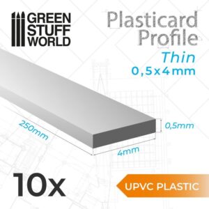 Green Stuff World    uPVC Plasticard - Thin 0.50mm x 4mm - 8435646503363ES - 8435646503363