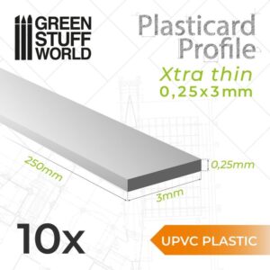 Green Stuff World    uPVC Plasticard - Profile Xtra-thin 0.25mm x 3mm - 8435646503257ES - 8435646503257