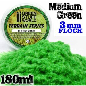 Green Stuff World    Static Grass Flock 3 mm - Medium Green - 180 ml - 8436554365654ES - 8436554365654