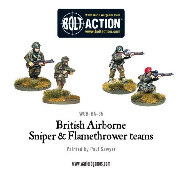 Warlord Games Bolt Action   British Airborne Flamethrower and sniper teams - WGB-BA-35 - 5060200847503