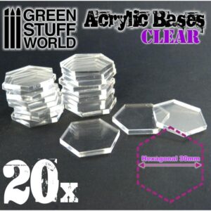 Green Stuff World    Acrylic Bases - Hexagonal 30 mm CLEAR - 8436574503432ES - 8436574503432