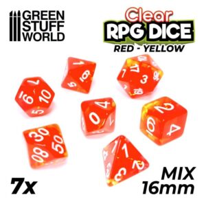 Green Stuff World    7x Mix 16mm Dice - Clear Red/Yellow - 8435646507552ES - 8435646507552